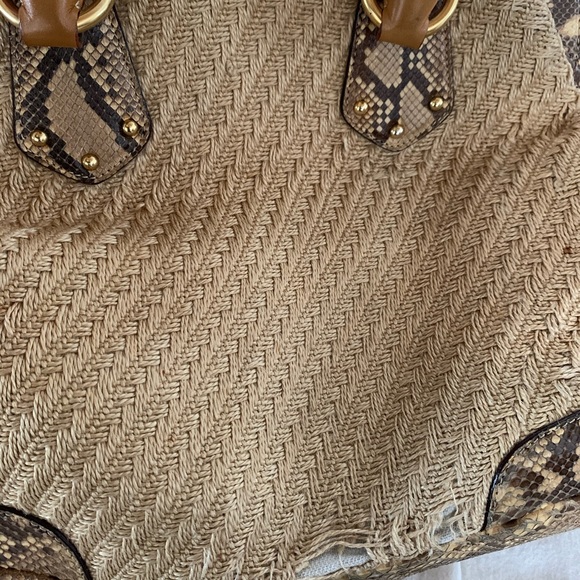 Prada raffia snakeskin satchel tote - Picture 4 of 6